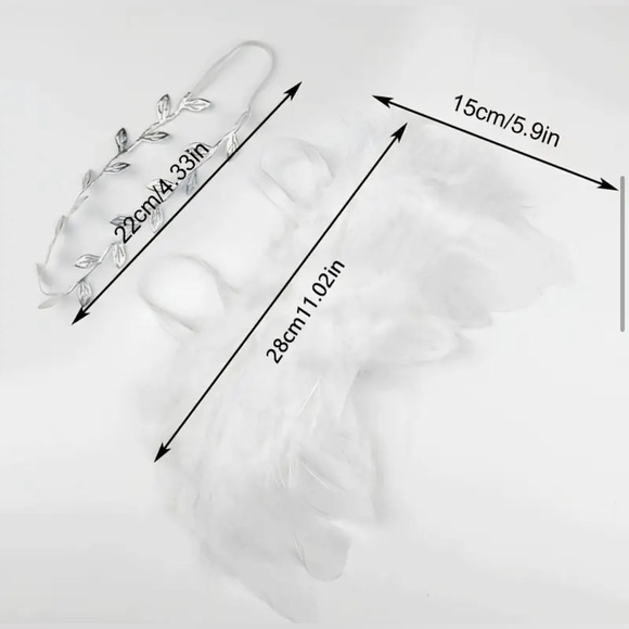 🩷 FREE WITH ANY PURCHASE White Angel Wings Silver Headband Baby Infant Photo - Picture 4 of 11